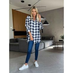 Koszula Checked Navy. Niebieskie koszule ClothStore, l, bez wzorów, z jeansu, bez kołnierzyka, bez ramiączek. Za 159.00 zł.