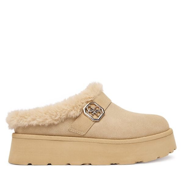 Śniegowce Guess. Brązowe śniegowce Guess, z aplikacjami, bez zapięcia. Za 369.99 zł.