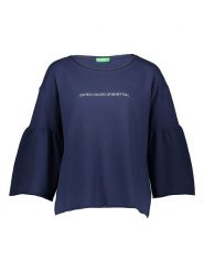 Benetton Bluza w kolorze granatowym rozmiar: S. Niebieskie bluzy Benetton, s, bez wzorów, z bawełny, bez kaptura. Za 61.60 zł.