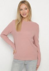 Różowy Sweter z Wełną w Klasycznym Stylu Firrive. Czerwone swetry Born2be, bez wzorów, z jeansu, klasyczne, bez ramiączek. Za 59.99 zł.