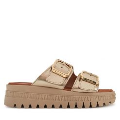 Klapki Tamaris. Żółte klapki Tamaris, bez wzorów, bez obcasa, bez zapięcia. Za 359.99 zł.