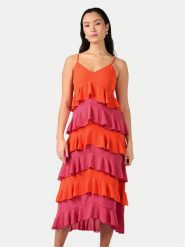 YAS Sukienka letnia Clara 26032842 Pomarańczowy Regular Fit. Brązowe sukienki YAS, m, bez wzorów, z syntetyku, bez kołnierzyka, bez ramiączek. Za 199.99 zł.