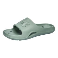 Klapki damskie Under Armour Locker V. Zielone klapki Under Armour, bez wzorów, z materiału, bez obcasa, bez zapięcia. Za 117.25 zł.