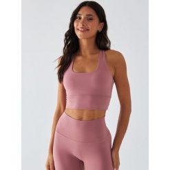 Różowy Stanik Sportowy - Morning Dew XS. Czerwone biustonosze sportowe BESHAPED, bez wzorów, z elastanu, do biegania. Za 179.00 zł.