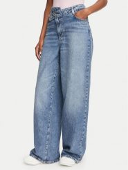 Guess Jeansy W6YAJP D1358 Niebieski Wide Leg. Niebieskie jeansy Guess, z aplikacjami, z bawełny. Za 524.99 zł.