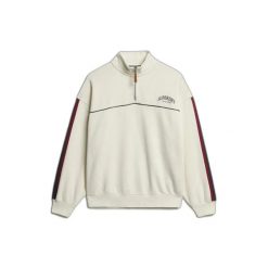 Sweter z kołnierzem tunezyjskim damski Superdry Country Club Tape. Białe swetry Superdry, na zimę, bez wzorów, bez ramiączek. Za 353.95 zł.