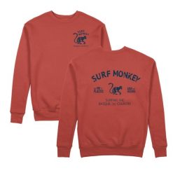 Bluza Save the Ocean – okrągły dekolt / dla dorosłych (papryka). Czerwone bluzy z kapturem SURF MONKEY, l, bez wzorów, z bawełny, bez kaptura. Za 309.95 zł.