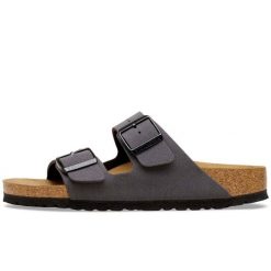 Sandały Birkenstock Arizona Birkibuc Dorosłych. Czarne sandały Birkenstock, bez wzorów, z nubiku, bez obcasa, bez zapięcia. Za 422.96 zł.