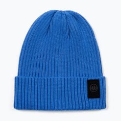 Czapka zimowa Pitbull Beanie Velcro Logo. Niebieskie czapki zimowe PITBULL, bez wzorów, z dzianiny, klasyczne. Za 62.99 zł.