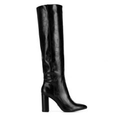 Kozaki MEXX. Czarne kozaki Mexx, bez wzorów, bez obcasa, na słupku, bez zapięcia. Za 449.99 zł.
