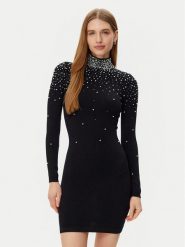Guess Sukienka codzienna 5RGK35 5015Z Czarny Regular Fit. Czarne sukienki Guess, na co dzień, z aplikacjami, z wiskozy, bez kołnierzyka, bez ramiączek, proste. Za 859.99 zł.
