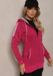 Różowa Długa Bluza z Kapturem Linithra. Czerwone bluzy Renee, l, bez wzorów, z materiału, sportowe, bez ramiączek, z kapturem. W wyprzedaży za 83.99 zł.