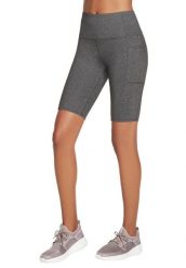 Spodenki sportowe damskie Skechers Go Walk High Waisted Bike Short. Szare szorty sportowe Skechers, bez wzorów, z elastanu, rowerowe. Za 129.99 zł.