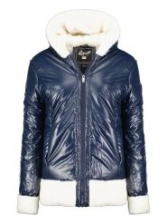 Geographical Norway Kurtka zimowa "Babylouno" w kolorze granatowym rozmiar: XXL. Niebieskie kurtki Geographical Norway, na zimę, xxl, z aplikacjami, z puchu, bez kaptura. Za 272.95 zł.