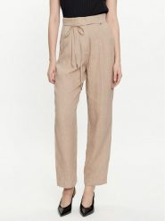 Marella Spodnie materiałowe Ilsa 2413131194 Beżowy Relaxed Fit. Brązowe spodnie materiałowe Marella, bez wzorów, ze lnu. Za 469.99 zł.