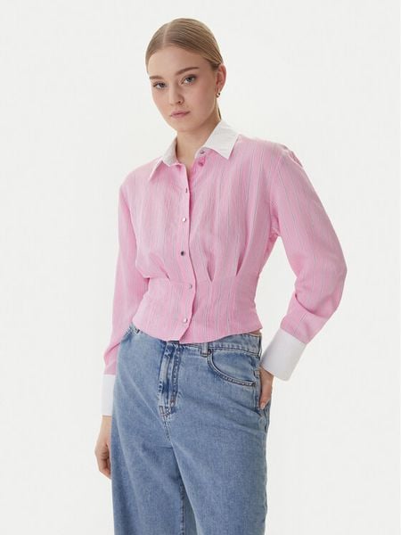Morgan Koszula 261-CLICK.F Różowy Slim Fit. Czerwone koszule Morgan, bez wzorów, z wiskozy, bez kołnierzyka, bez ramiączek. Za 185.99 zł.