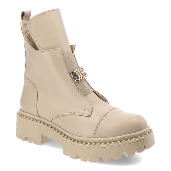 Beżowe Botki Armodo Modne Obuwie Damskie. Brązowe botki Armodo, bez wzorów, ze skóry, eleganckie, bez obcasa, bez zapięcia. Za 489.00 zł.