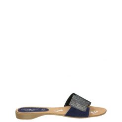 KLAPKI Z BROKATOWĄ APLIKACJĄ 3042 CRO BLU. Klapki Venezia, z aplikacjami, ze skóry, bez obcasa, bez zapięcia. Za 139.00 zł.
