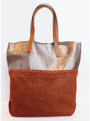 Maison héritage PARIS Skórzany shopper bag w kolorze srebrno-jasnobrązowym - 43 x 42 x 12 cm rozmiar: onesize. Brązowe shopper bag maison héritage PARIS, bez wzorów, z materiału, na ramię, bez dodatków. Za 308.90 zł.