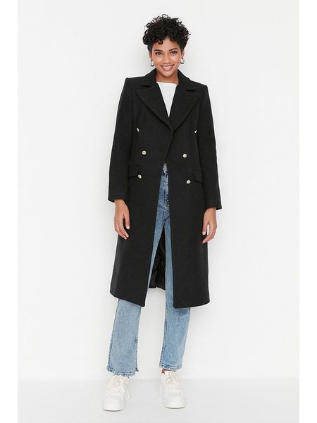 Trendyol Płaszcz przejściowy w kolorze czarnym rozmiar: 40. Czarne płaszcze Trendyol, bez wzorów, z tkaniny, bez kaptura. Za 162.11 zł.
