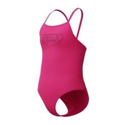 Strój kąpielowy damski Speedo End+ Logo Thin Strap. Czerwone stroje jednoczęściowe Speedo, bez wzorów, sportowe. Za 135.99 zł.