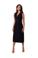 Sukienka prosta klasyczna midi z dekoltem V na lato czarna. Czarne sukienki Bewear, do pracy, l, bez wzorów, biznesowe, bez kołnierzyka, bez ramiączek, midi. Za 339.00 zł.