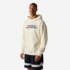 Bluza z kapturem do koszykówki unisex Tarmak NBA Wizards. Białe bluzy z kapturem KIPSTA, m, bez wzorów, z bawełny, z kapturem, na fitness i siłownię. Za 149.99 zł.