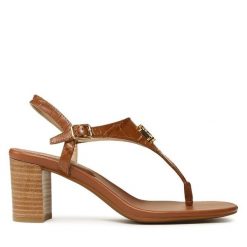 Sandały LAUREN RALPH LAUREN. Brązowe sandały Lauren Ralph Lauren, bez wzorów, bez obcasa, na słupku, bez zapięcia. Za 399.99 zł.