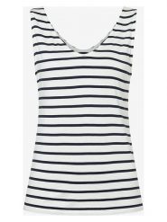 More & More Top w kolorze biało-granatowym rozmiar: 34. Białe topy More & More, bez wzorów, bez kołnierzyka, bez ramiączek. Za 53.17 zł.