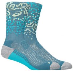 Skarpetki sportowe dla dorosłych Performance Run Sock Crew. Niebieskie skarpetki ASICS, bez wzorów, z elastanu. Za 79.99 zł.
