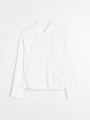 Koszula z krytą plisą i falbaną - biały. Białe koszule Sinsay, l, bez wzorów, bez kołnierzyka, bez ramiączek. Za 49.99 zł.