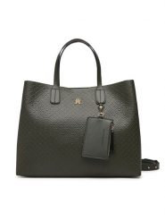 Tommy Hilfiger Torebka Th Icon Satchel Mono AW0AW18923 Khaki. Brązowe torebki klasyczne Tommy Hilfiger, bez wzorów, ze skóry, bez dodatków. Za 749.99 zł.