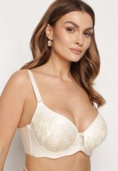 Beżowy Biustonosz Full Cup z Delikatną Koronką Timaole. Brązowe biustonosze Born2be, bez wzorów, z koronki. Za 59.99 zł.