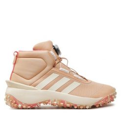 Trapery adidas. Czerwone traperki adidas, bez wzorów, bez obcasa, bez zapięcia. Za 219.99 zł.