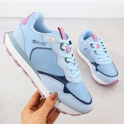 Półbuty sportowe damskie niebieskie Big Star RR274236. Niebieskie buty sportowe lifestyle BIG STAR, bez wzorów, z nubiku, retro, bez zapięcia. Za 157.50 zł.