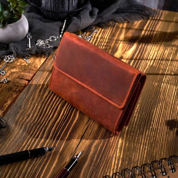 Portfel skórzany vintage PAOLO PERUZZI pomarańczowy T-33-OR. Brązowe portfele PAOLO PERUZZI, bez wzorów, ze skóry. Za 65.55 zł.