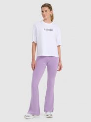4F Legginsy z rozszerzanymi nogawkami damskie - fioletowe L. Fioletowe legginsy 4f, bez wzorów, z dzianiny, sportowe. Za 129.99 zł.