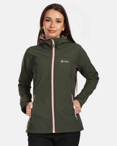 Damska kurtka softshell Kilpi RAVIA-W. Zielone kurtki przejściowe sportowe Kilpi, na jesień, bez wzorów, z materiału, bez kaptura, trekkingowe. Za 281.50 zł.