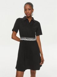 KARL LAGERFELD Sukienka codzienna 241W1350 Czarny Regular Fit. Czarne sukienki KARL LAGERFELD, na co dzień, xs, bez wzorów, z bawełny, bez kołnierzyka, bez ramiączek, proste. Za 849.99 zł.