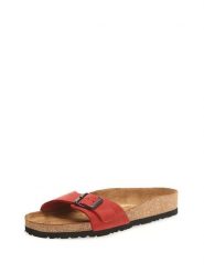 Comfortfusse Skórzane klapki w kolorze czerwonym rozmiar: 35. Czerwone klapki Comfortfüße, bez wzorów, ze skóry, klasyczne, z otwartym noskiem, bez obcasa, bez zapięcia. Za 173.99 zł.