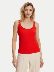Morgan Top 251-DOUBI Czerwony Slim Fit. Czerwone topy Morgan, m, bez wzorów, z wiskozy, bez kołnierzyka, bez ramiączek. Za 99.99 zł.