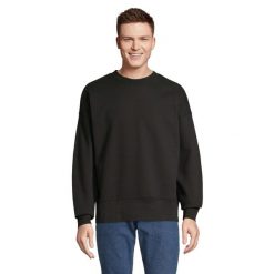 Bluza Z Okrągłym Dekoltem Dla Dorosłych Unisex Authentic. Czarne bluzy bez kaptura SOL'S, l, bez wzorów, z bawełny, z kapturem. Za 228.99 zł.
