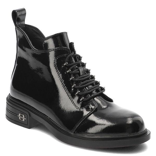 Czarne Botki Filippo Obuwie Damskie Ze Skóry Naturalnej. Czarne botki Filippo, z aplikacjami, z lakierowanej skóry, eleganckie, bez obcasa, na obcasie, bez zapięcia. Za 289.00 zł.