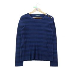 Second life - Sweter damski dzianina bawełna modal - Stan bardzo dobry. Niebieskie swetry Ralph Lauren, l, bez wzorów, z bawełny, biznesowe, bez ramiączek. Za 146.96 zł.