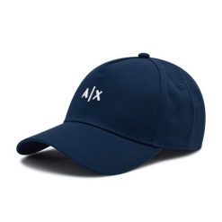 Czapka z daszkiem Armani Exchange. Niebieskie czapki z daszkiem Armani Exchange, bez wzorów. Za 109.99 zł.