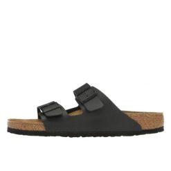 Klapki damskie Birkenstock Arizona BS W. Brązowe klapki Birkenstock, bez wzorów, z materiału, bez obcasa, bez zapięcia. Za 296.10 zł.