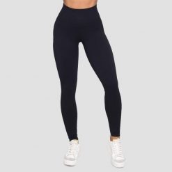 Legginsy damskie fitness bezszwowe czarne Lift. Czarne legginsy GYMBEAM, bez wzorów, z elastanu, sportowe. Za 110.90 zł.