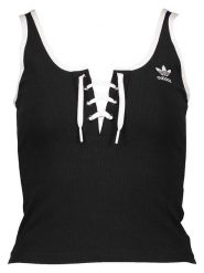 Adidas Top w kolorze czarnym rozmiar: 32. Czarne topy adidas, bez wzorów, bez kołnierzyka, bez ramiączek. Za 74.81 zł.