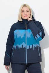 Damskie Kurtka funkcyjna górski motyw wodoodporna z kapturem. Niebieskie kurtki narciarskie Ulla Popken, plus size, bez wzorów, z elastanu, z kapturem, narciarskie. Za 739.99 zł.