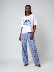 Bawełniana piżama dwuczęściowa Stitch - biały. Białe piżamy Sinsay, l, bez wzorów, z bawełny, bez kołnierzyka, bez ramiączek. Za 59.99 zł.